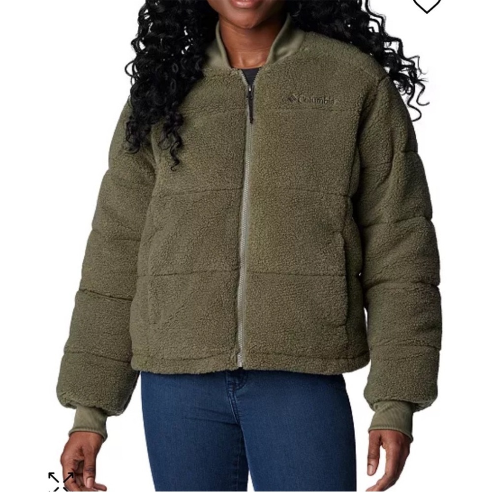 New! Columbia Women's Puffect Novelty Jacket Khaki Green Size XL
